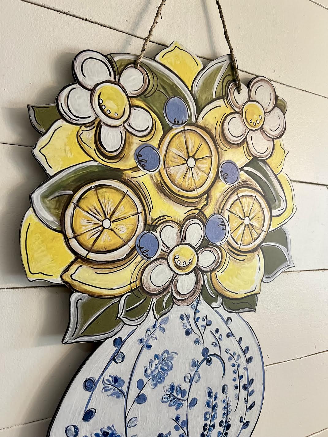 Door Hanger: Lemons & Chinoiserie, Large