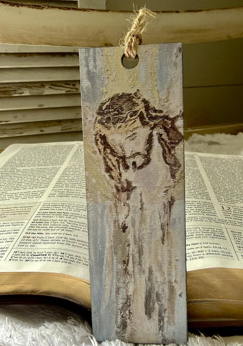 Wood Bookmark with Tassel: Jesus