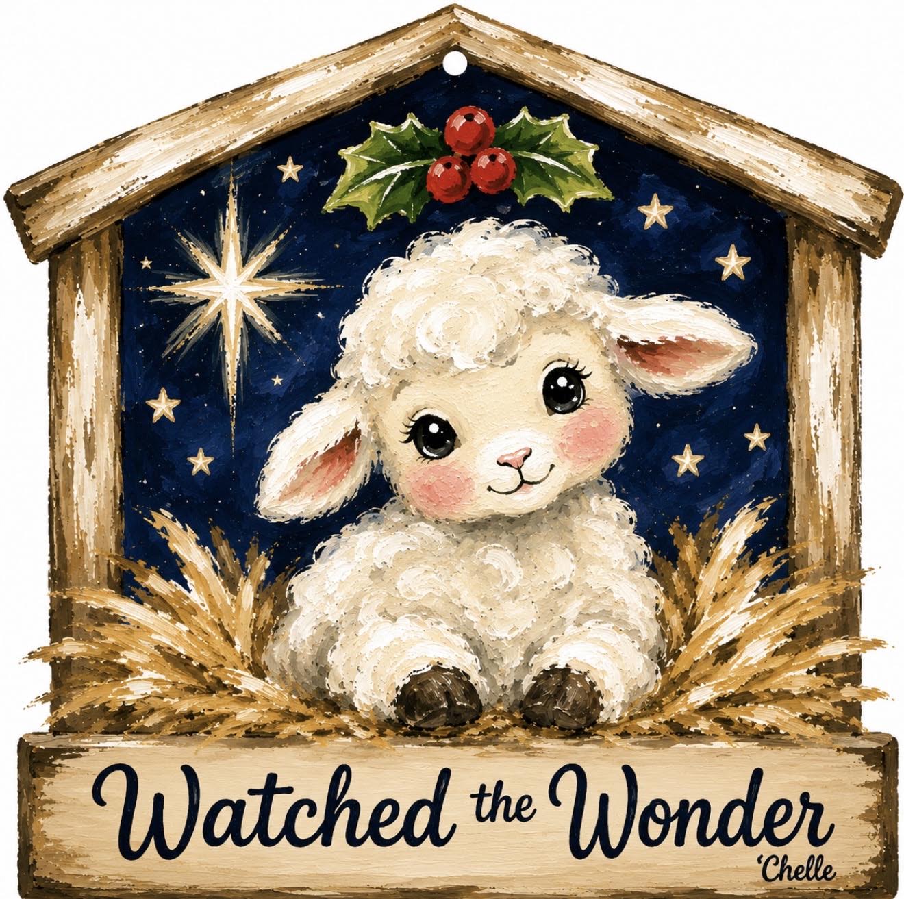 Christmas Ornament: Watched the Wonder, Lamb