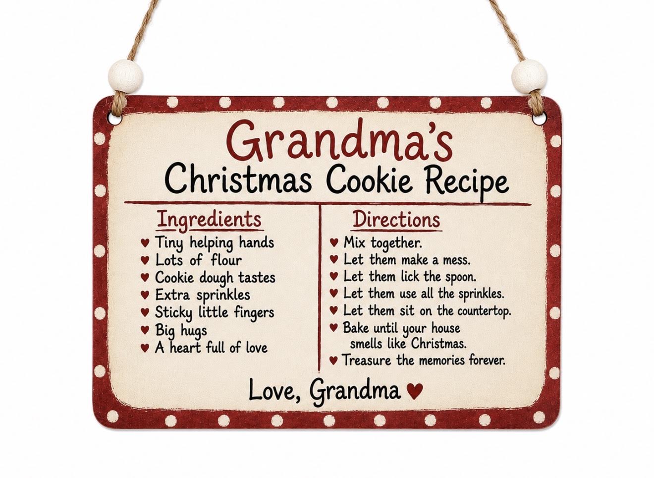 Christmas Ornament: Grandma's Cookie Recipe