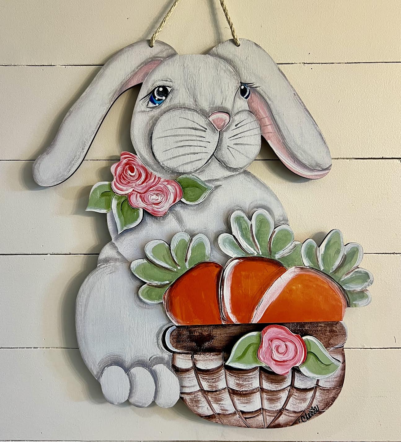 Door Hanger: Wynonna the Bunny with a Basket, Large