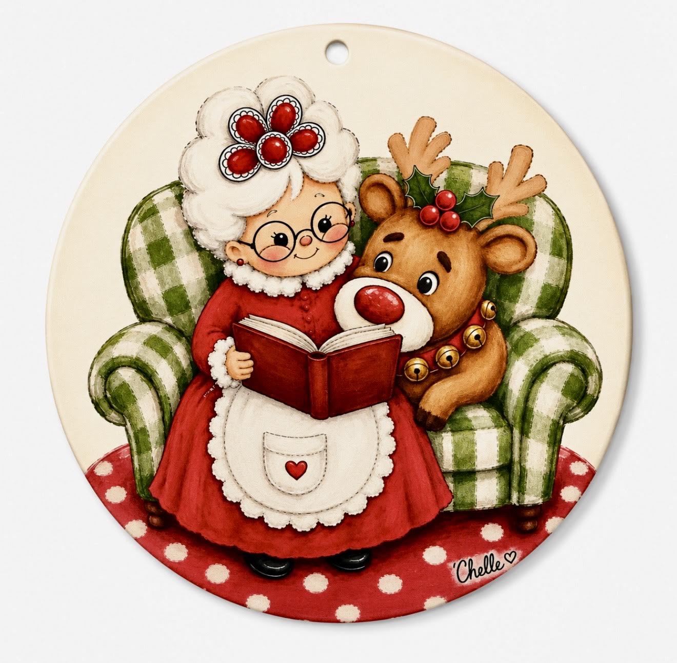 Christmas Ornament: Mrs. Claus & Hollis Reading