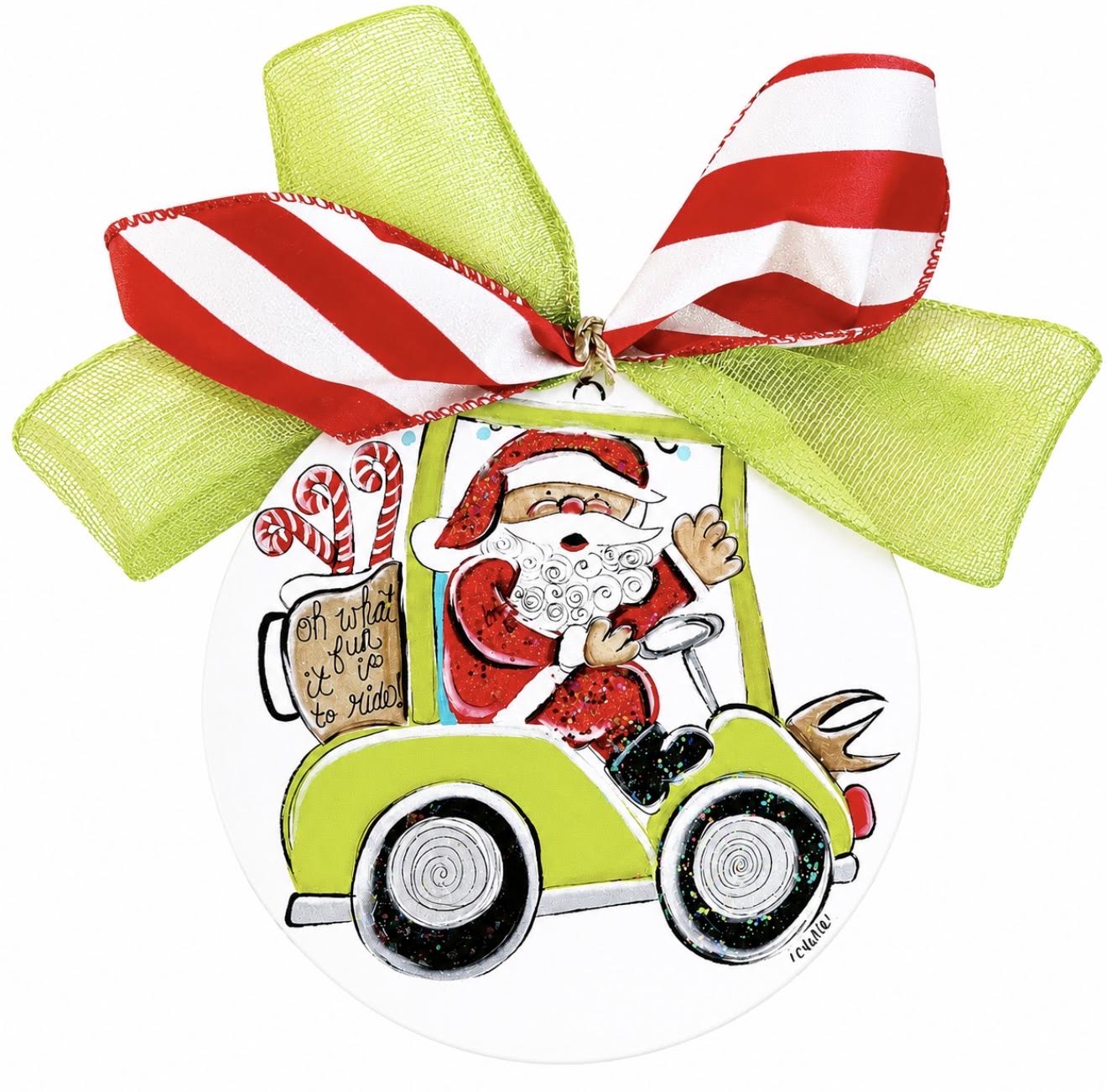 Christmas Ornament: Santa on a Golf Cart