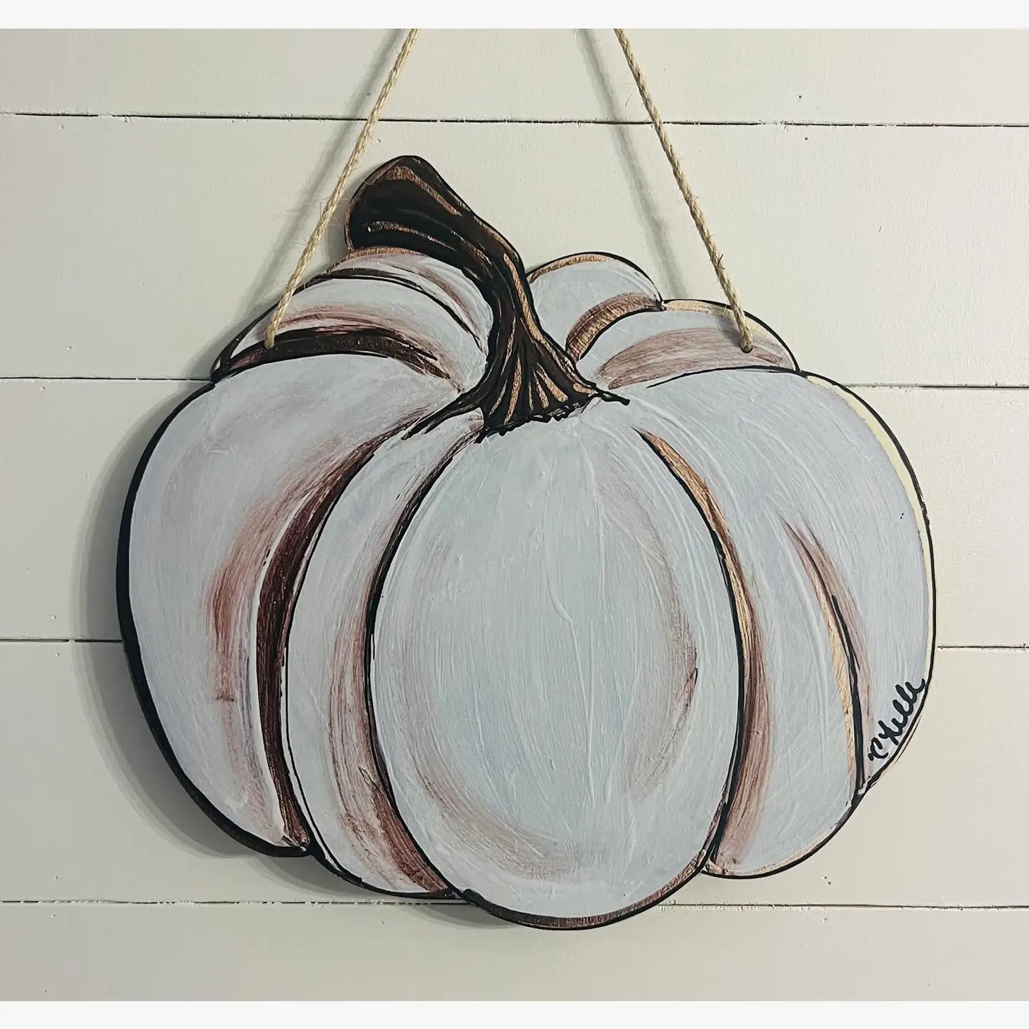 Door Hanger: Fall, Thanksgiving, White Pumpkin