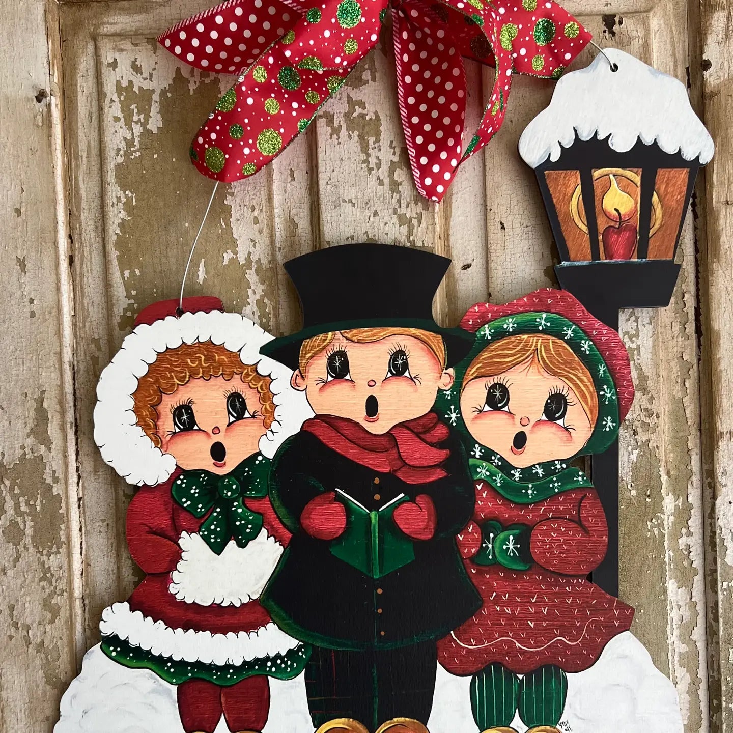Door Hanger: Christmas, Vintage Carolers, Large