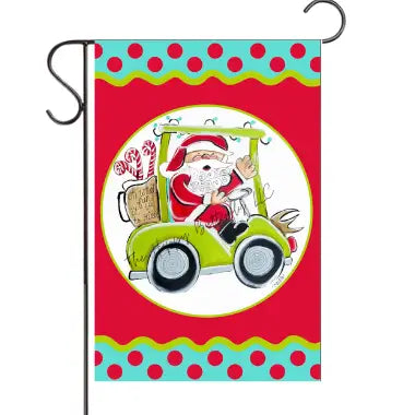 Garden Flag; Santa on a Golf Cart