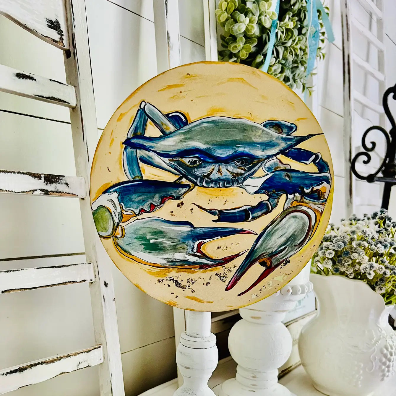 Seasonal & Everyday Toppers: Blue/Mustard Crab