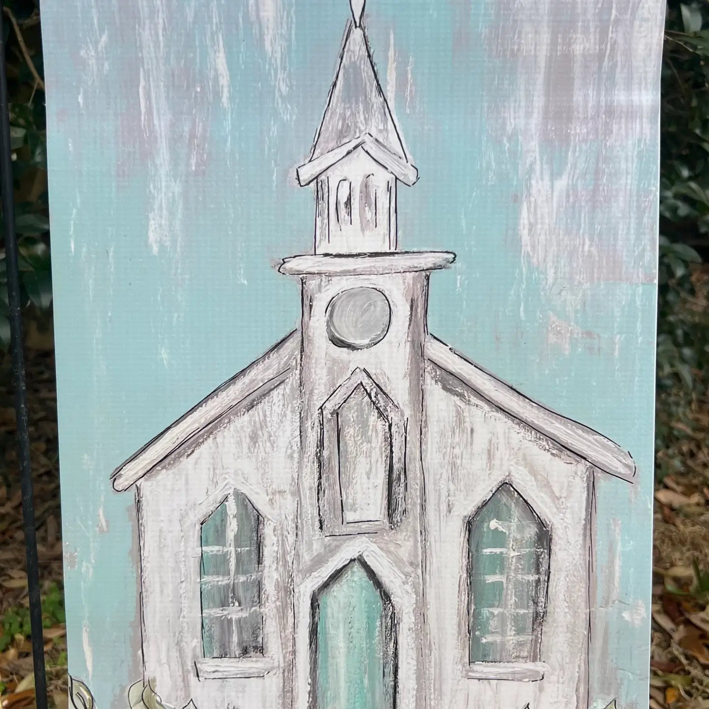 Garden Flag: Aqua Country Church