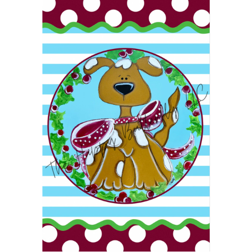 Garden Flags: Christmas, Puppy & Bow