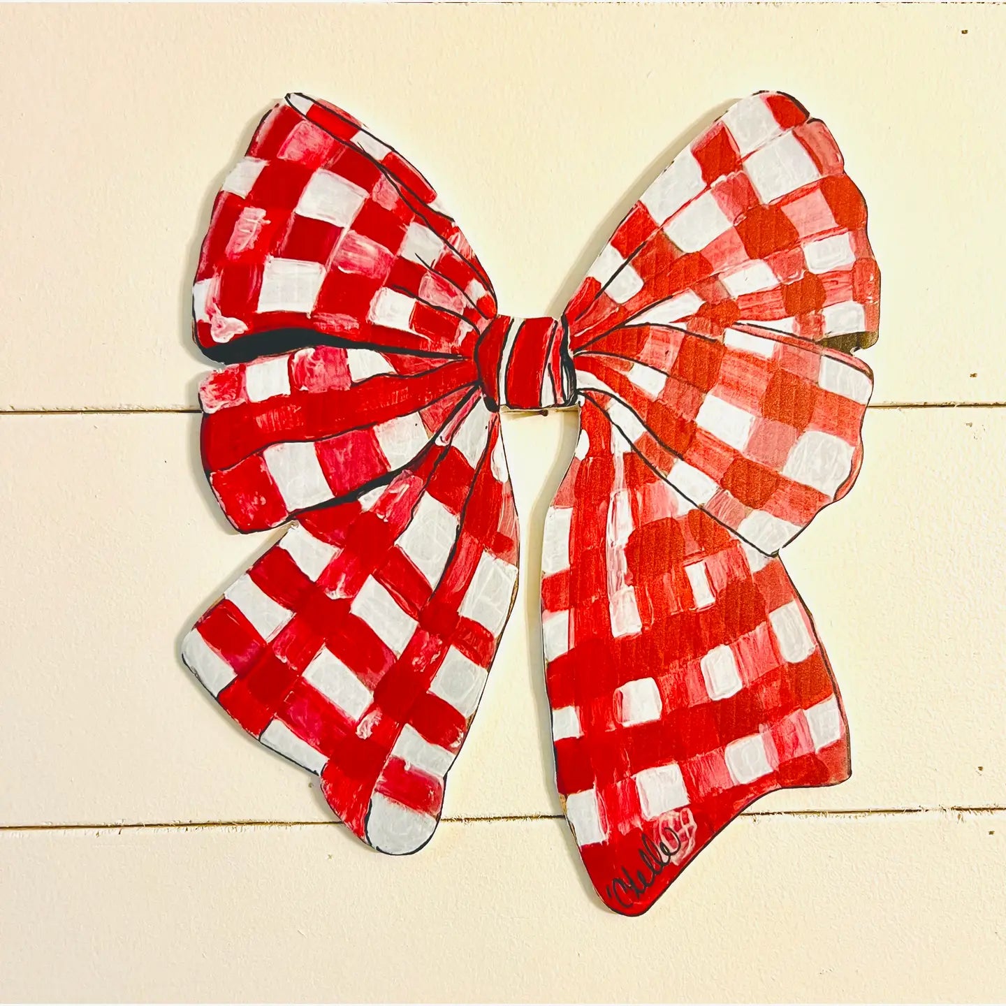 12” Red Checked Bow – Interchangeable Wreath & Door Décor