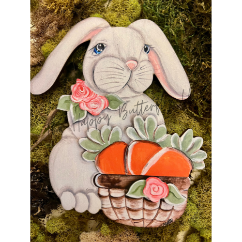 Easter Bunny Wreath Attachment for spring decor, perfect for front doors, wreaths, and mantels.