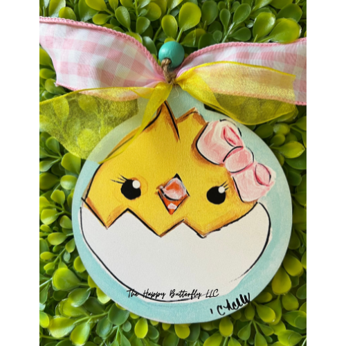 Little chick ornament with durable rope for easy hanging, perfect for Easter decor, Easter Wreath attachment.