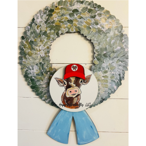 Buttercup, the dapper cow | Custom Interchangeable Wreath Attachment
