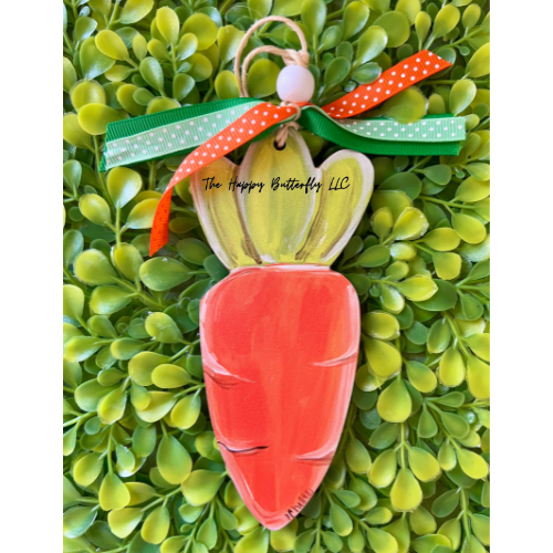 Personalized Little Carrot Ornament with durable rope, perfect for hanging or gifting.