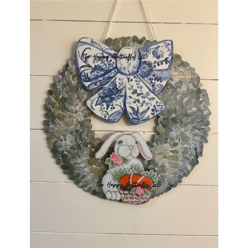 Bunny in a Basket | Custom Interchangeable Wreath Attachment
