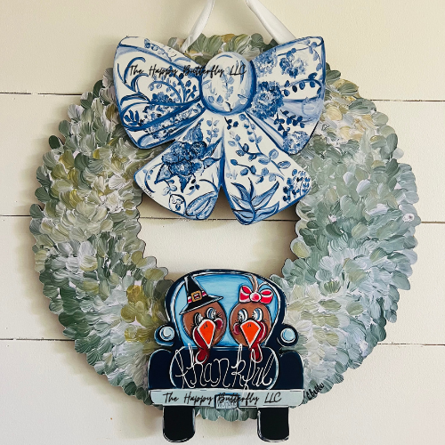 Turkeys in Truck | Custom Interchangeable Wreath Attachment