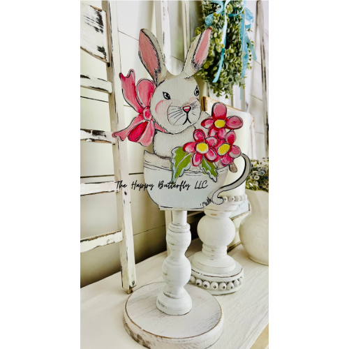 Bunny in a Teacup | Custom Interchangeable Topper
