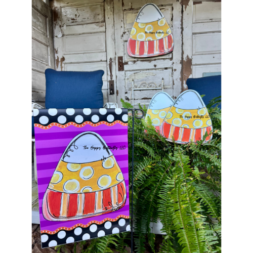 Polka Dot Candy Corn | Custom Interchangeable Wreath Attachment