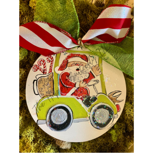 Santa on Golf Cart | Multi-Use Custom Ornament