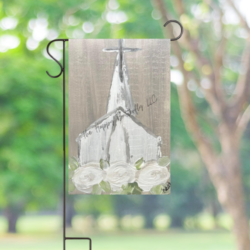 Country Church in Gray | Custom Garden Flags