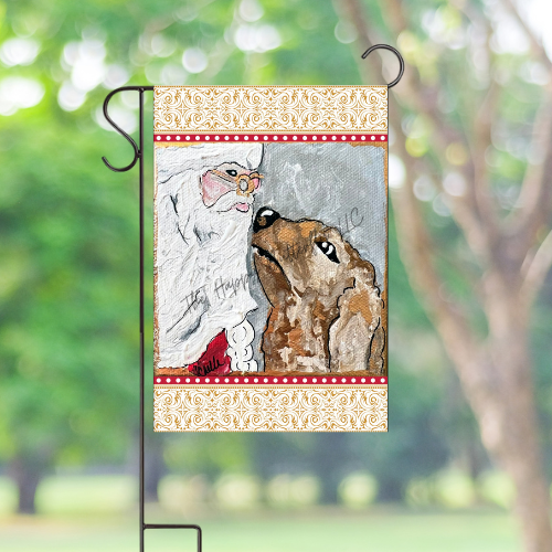 Santa and Dog | Custom Garden Flags