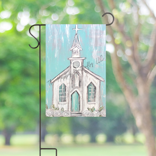 Aqua Church | Custom Garden Flags