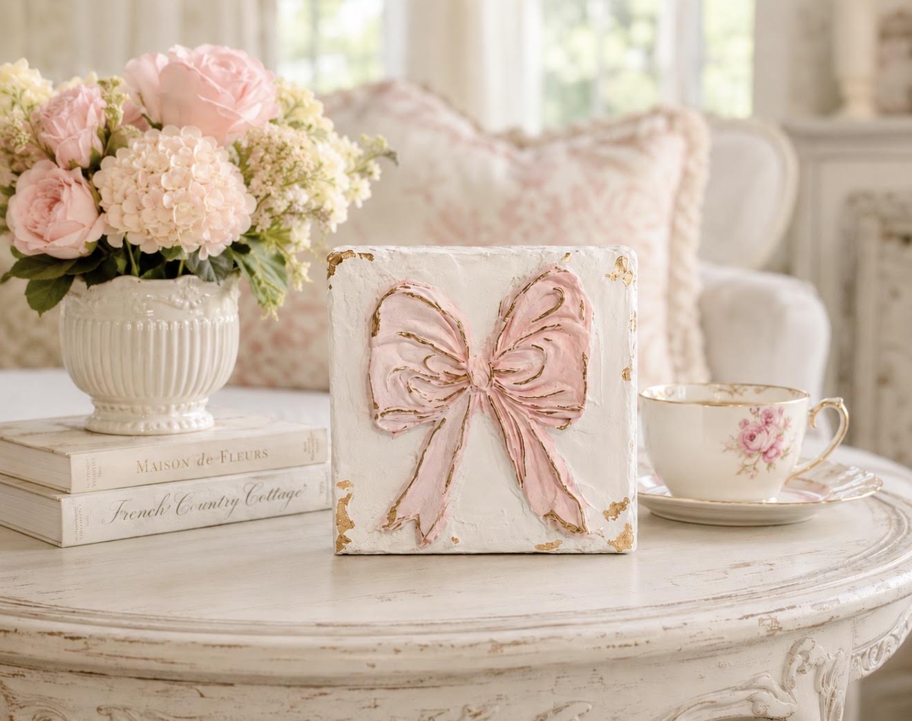 Canvas Clays 4 X 4: Pink Bow
