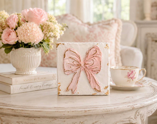 Canvas Clays 4 X 4: Pink Bow