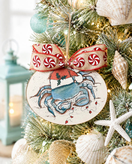 Christmas Ornament: Santa Crab with Lights