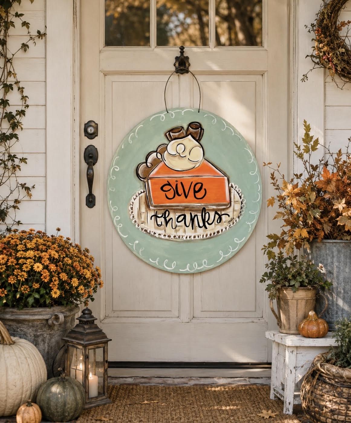 Door Hanger; Fall, Give Thanks, Pumpkin Pie