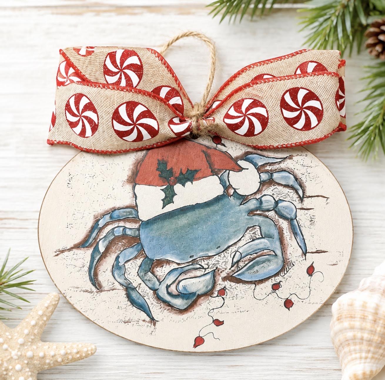 Christmas Ornament: Santa Crab with Lights