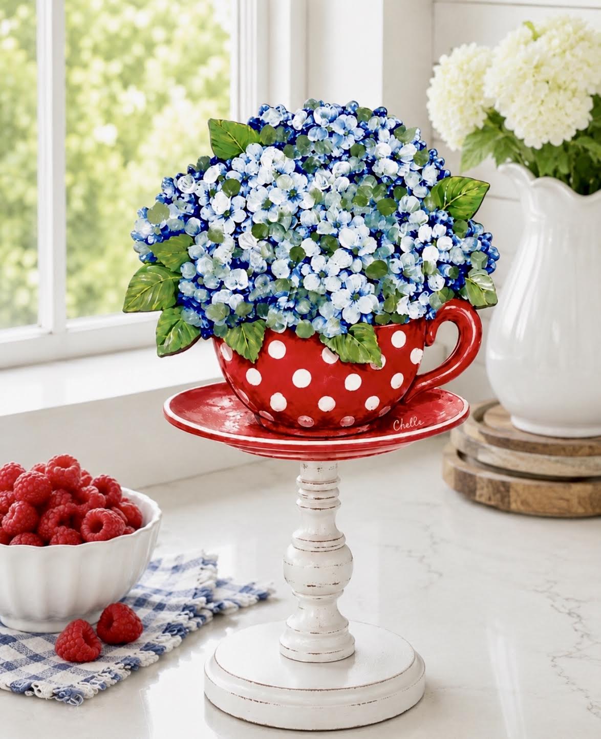 Seasonal & Everyday Toppers: Blue Hydrangeas in a Teacup