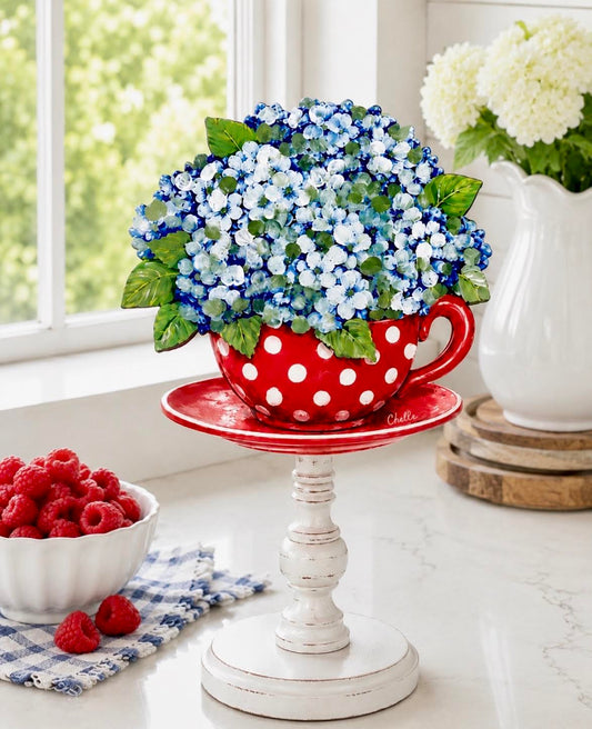 Seasonal & Everyday Toppers: Blue Hydrangeas in a Teacup