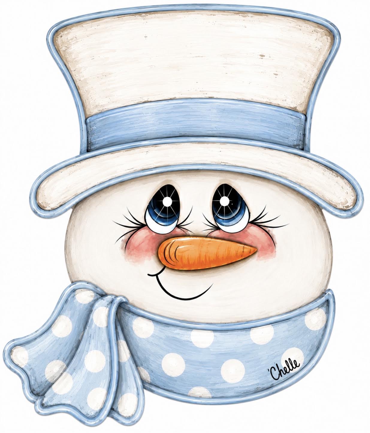 Christmas Ornament: Baby Blue Polka Dots Snowman