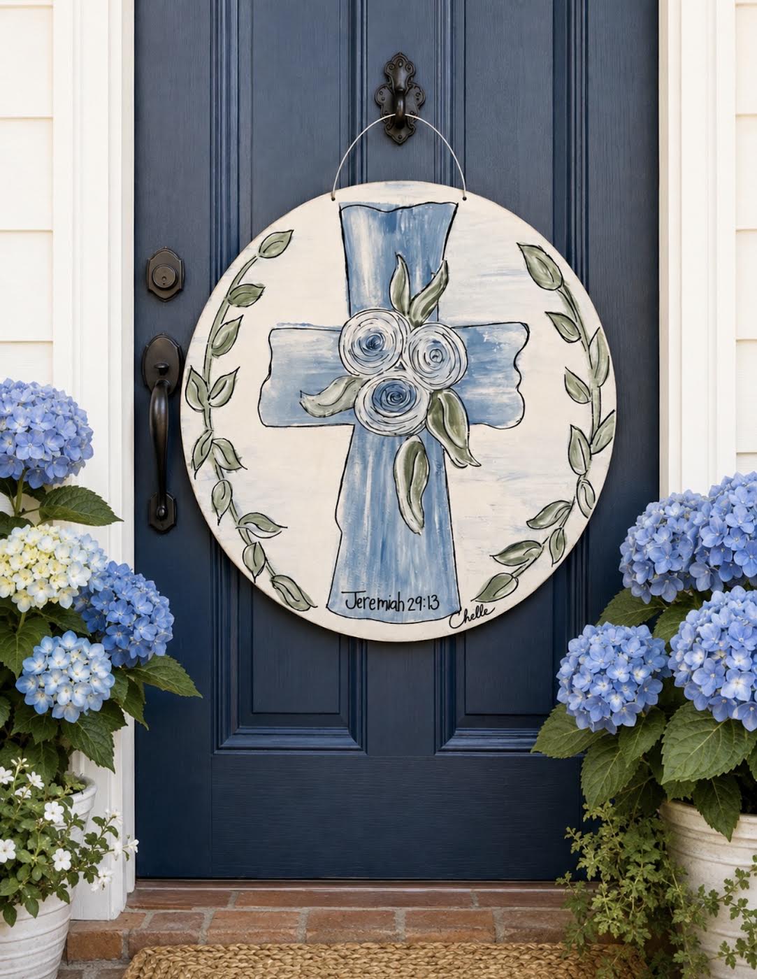 Door Hanger: Vintage Blue Cross