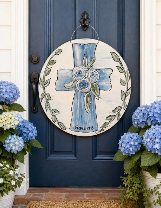 Door Hanger: Vintage Blue Cross