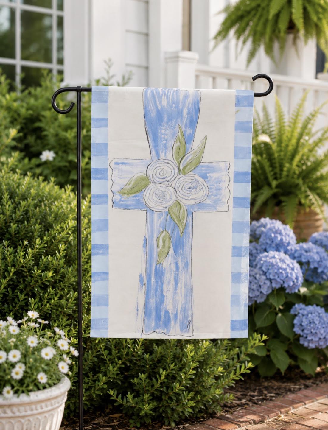 Garden Flag: Vintage Blue Cross