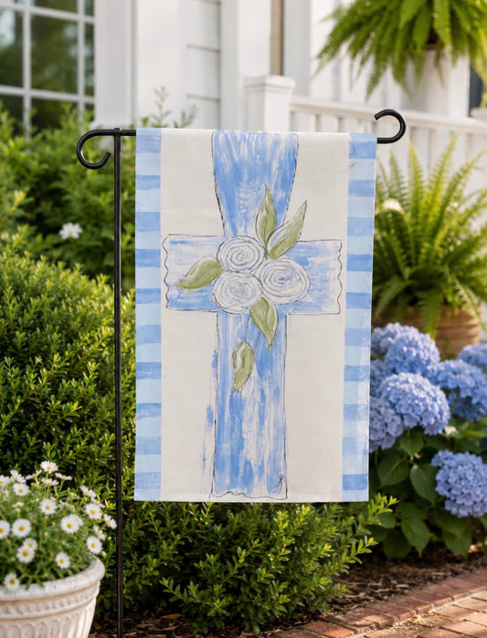 Garden Flag: Vintage Blue Cross