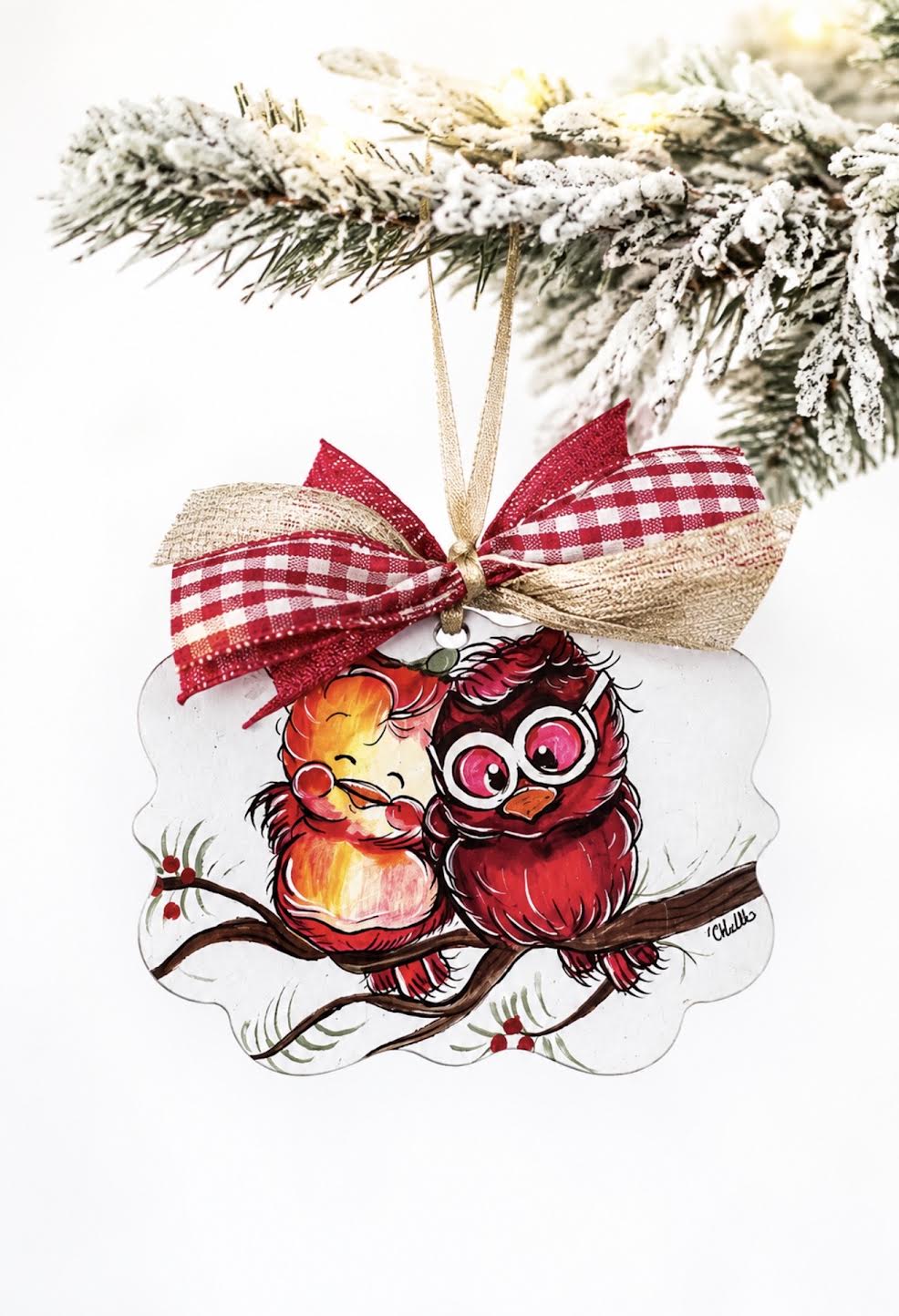 Christmas Ornament; Love Bird Cardinals