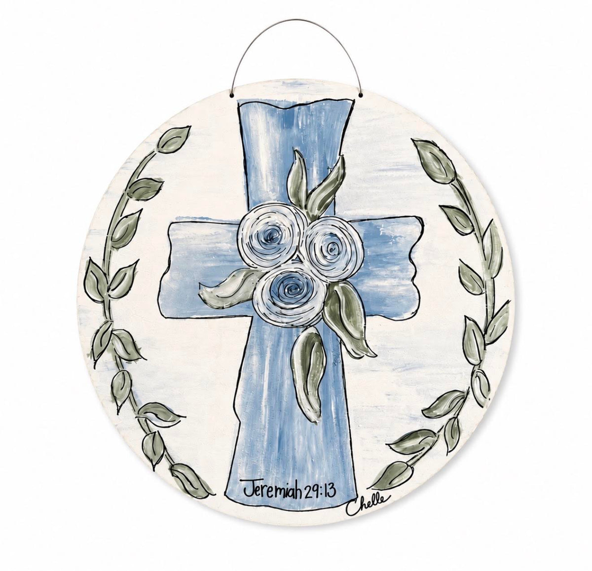 Door Hanger: Vintage Blue Cross