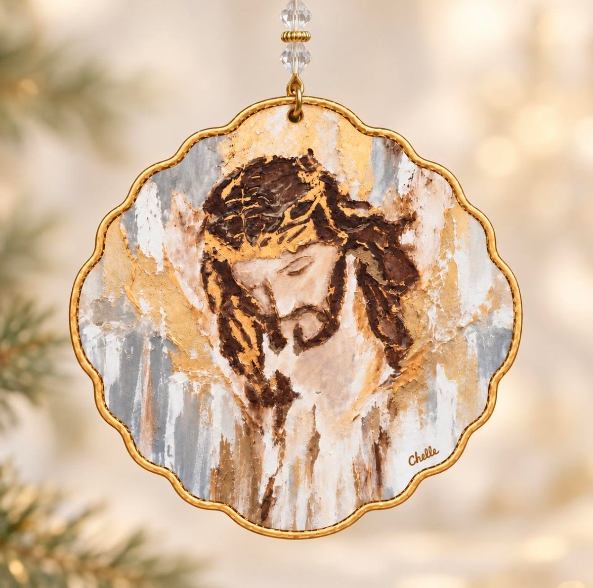 Christmas or Easter Ornament:  Jesus in Gold
