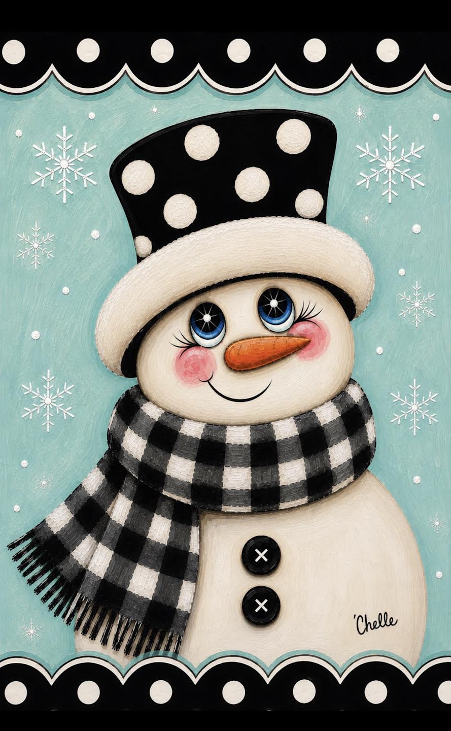 Garden Flag: Snowman with Aqua Background