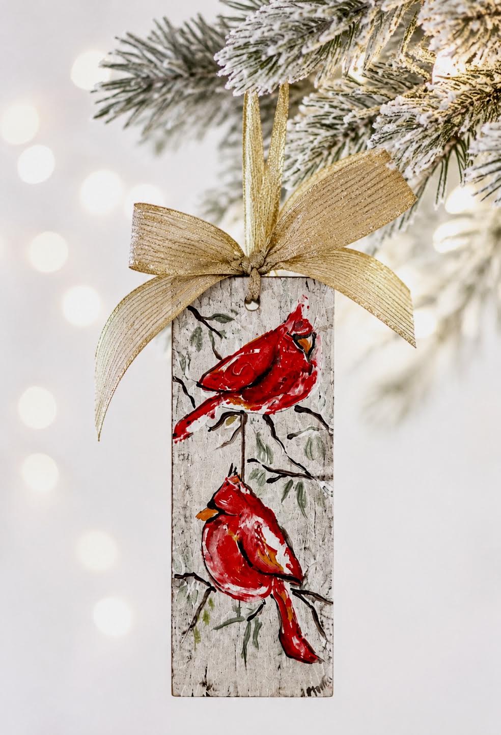 Christmas Ornament: Twin Winter Cardinals