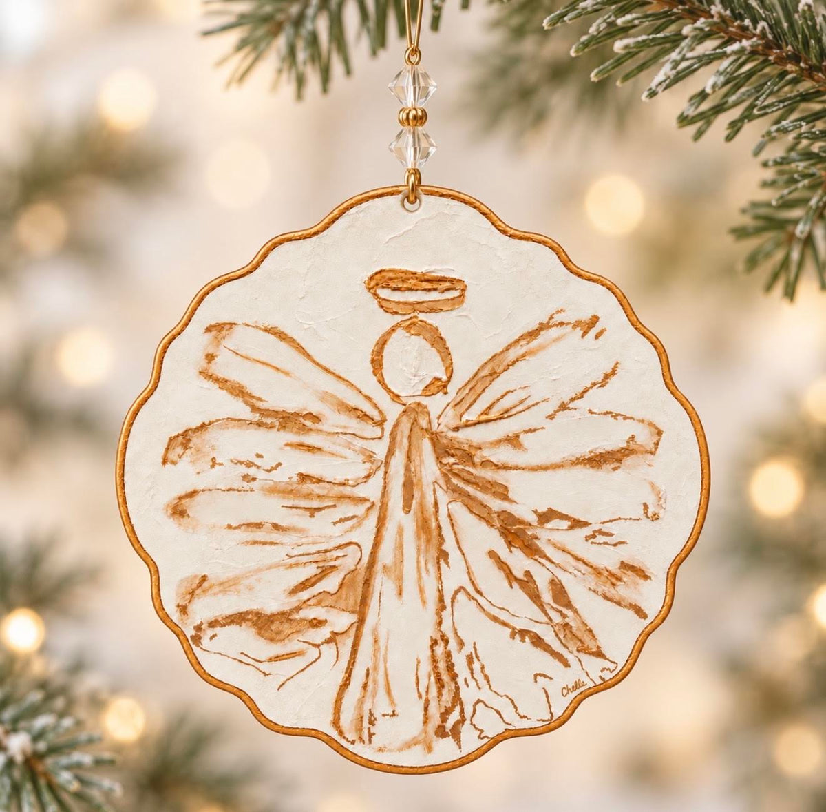 Christmas Ornament:  White and Gold Angel