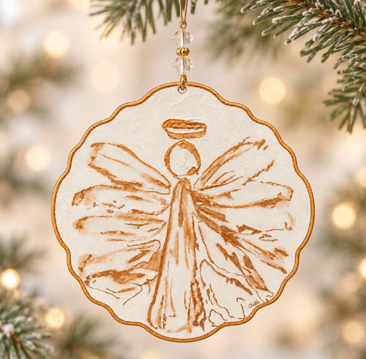 Christmas Ornament:  White and Gold Angel