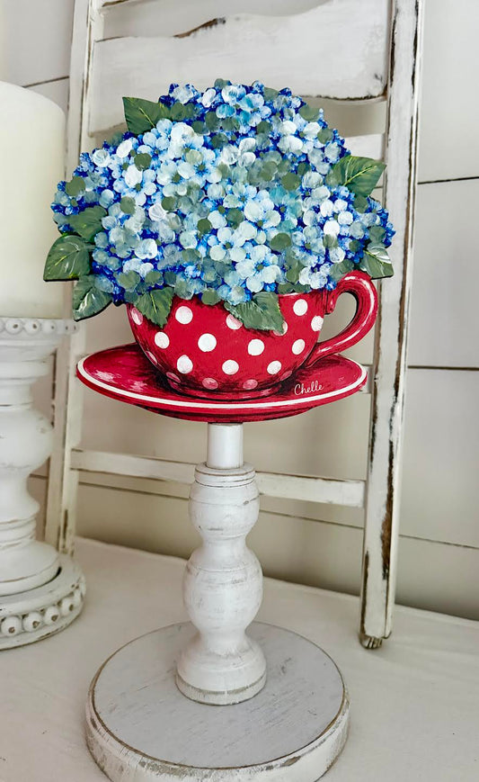 Seasonal & Everyday Toppers: Blue Hydrangeas in a Teacup