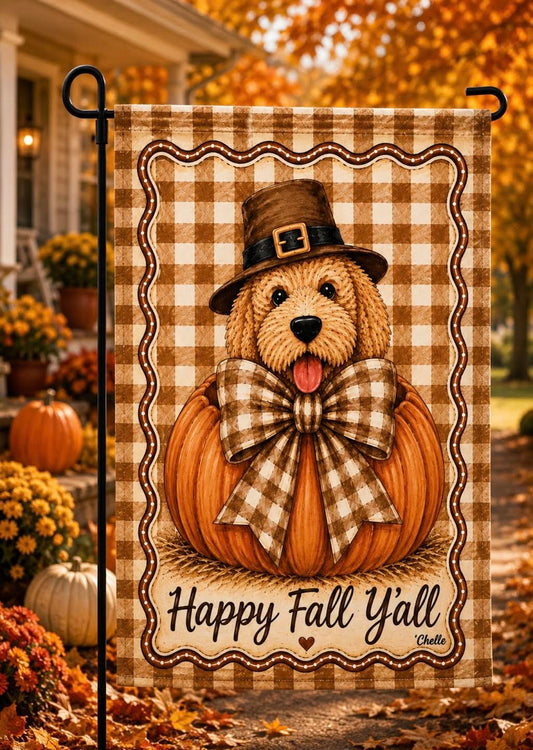 Garden Flag: Sweet Pumpkin Boy Doodle