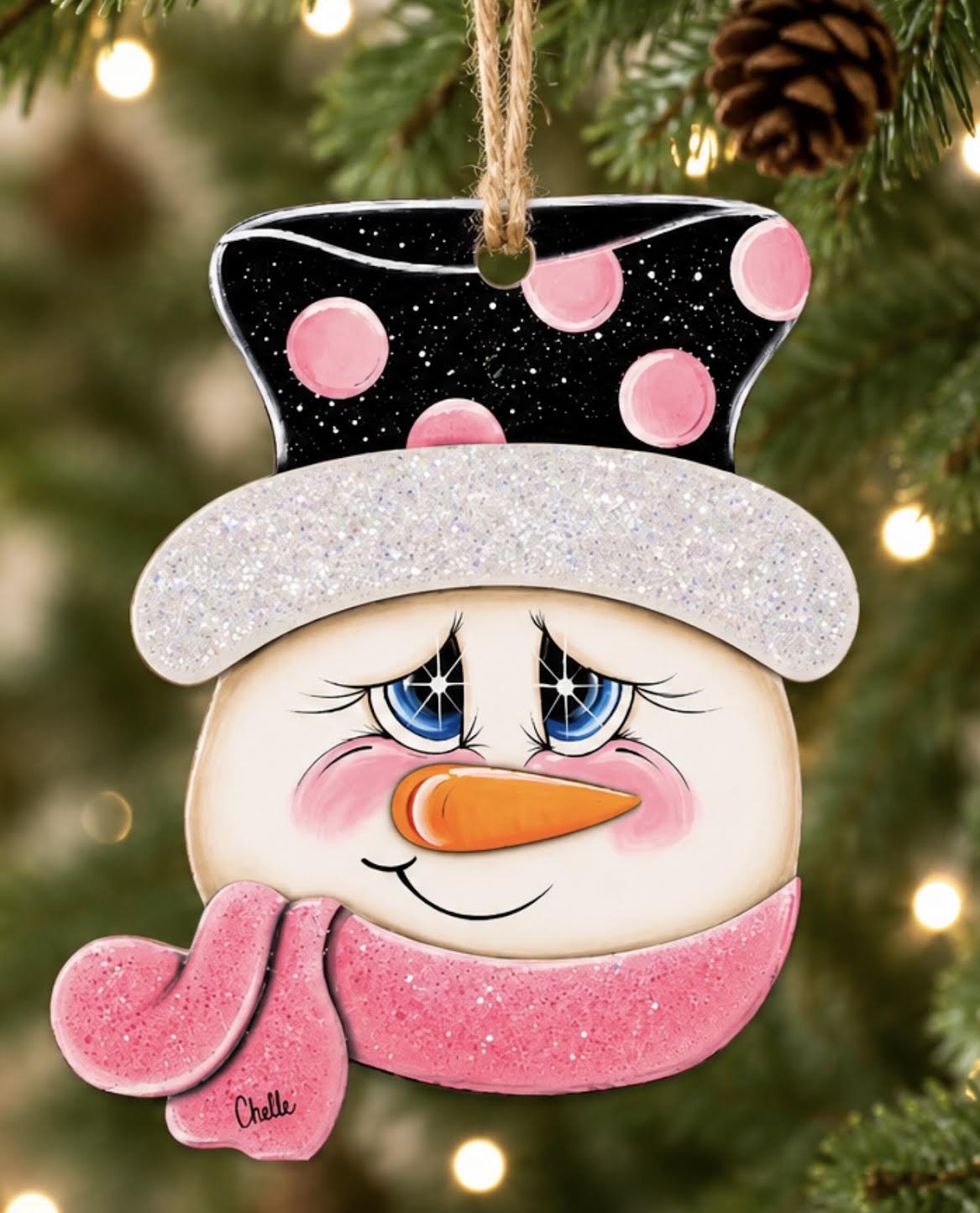 Christmas Ornaments: Pink Polka Dot Snowman