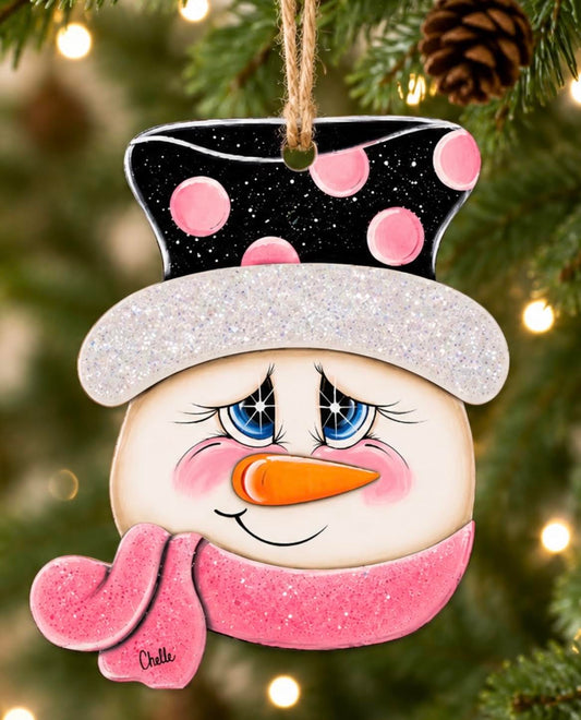 Christmas Ornaments: Pink Polka Dot Snowman