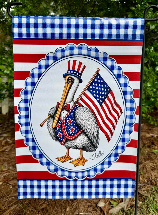 Garden Flag: Patriotic Pelican
